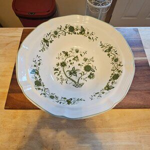 vintage Korean bowl green flower and leaves made in Korea  large size